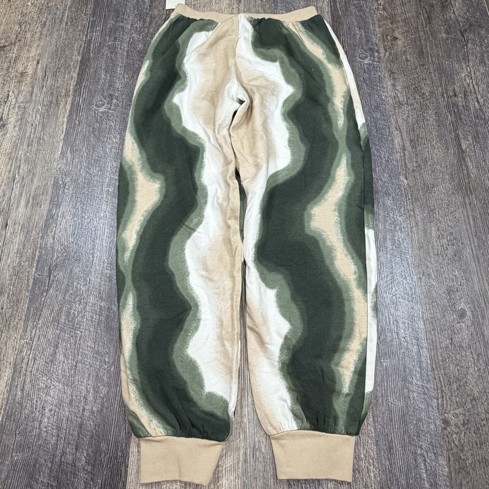 Open Edit Nordstrom Jogger Sweatpants Green Beige Abstract Stripe Womens S NWT - Picture 9 of 13